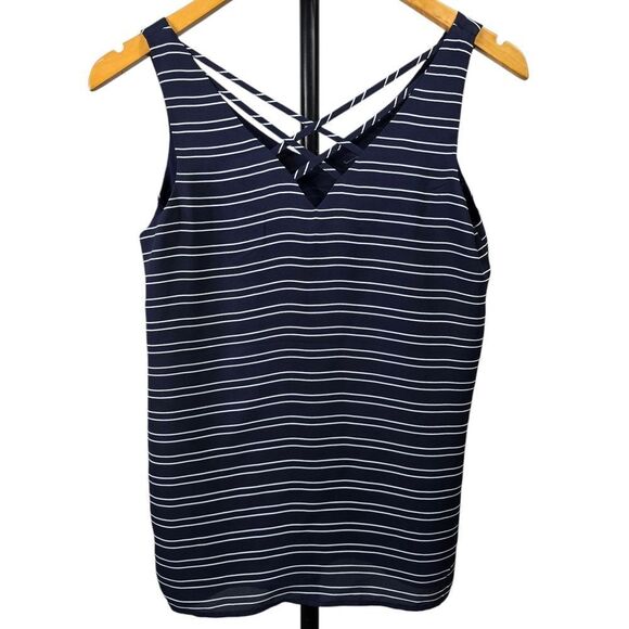 Maurices Blue and White Fitted Tank Top - Picture 1 of 4